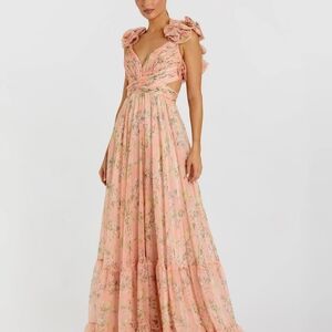 NWT Mac Duggal Floral Pink Ruffle Dress